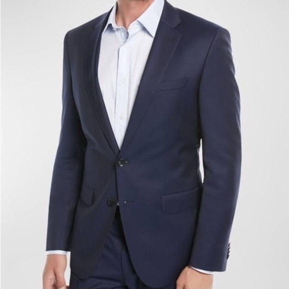 BOSS Hugo Boss Paolini US Dark Blue Virgin Wool Suit Blazer Jacket Size 36R NWT